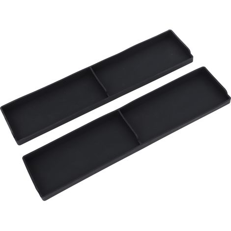 2PCS Étagère pour Plaque de Cuisson en Silicone Porte-Épices Aimantée 2 Compartiments Facile à Nettoyer Range-Tout pour Cuisine Assaisonnement Noir (1/5)