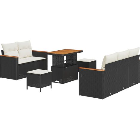 Garden Sofa Set 8 pcs Black Poly Rattan vidaXL (1/5)