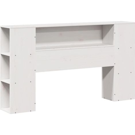 Headboard with Storage White 140 cm Solid Wood Pine vidaXL