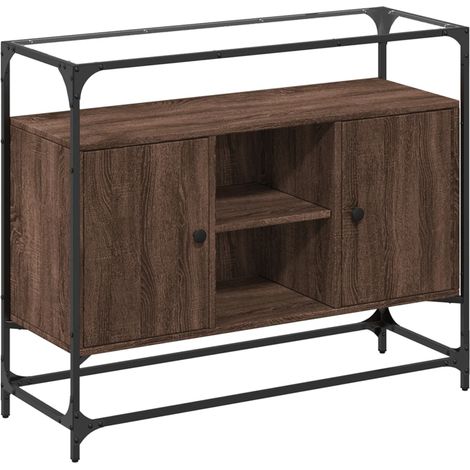 Aparador Aparador Cómoda Gabinete Unidad de Almacenamiento Organizador Cocina Sala de Estar con Tapa de Vidrio Madera de Ingeniería Marrón 020029765