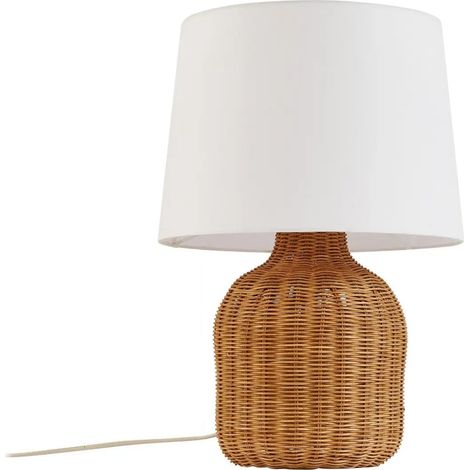 [GEBRAUCHT] B-Ware Lindby Tischleuchte Tischlampe Lirenda Rattan Leuchte Lampe Natur/Weiß H52cm665 (1/2)
