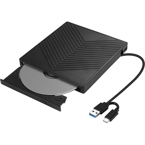 Graveur DVD externe USB, lecteur optique universel pour ordinateurs portables, lecteur de disques, hub USB 4 ports (1/5)