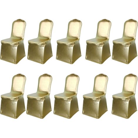 10 Pièces Housse de chaise en tissu élasthanne extensible amovible et lavable pour mariage, banquet, cérémonie, hôtel, salle à manger, fête, décoration (1/5)