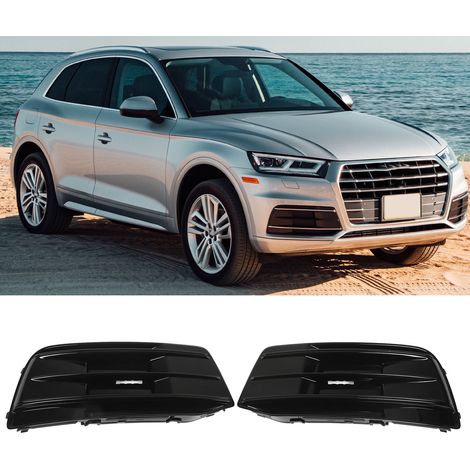 Frontnebelscheinwerfergitter (ein Paar, links und rechts) für Audi Q5 2018-2020 AU0807117 AU0807118 (mit Innenverpackung in Luftpolsterfolie) Glanzschwarz (übergroß) (1/5)