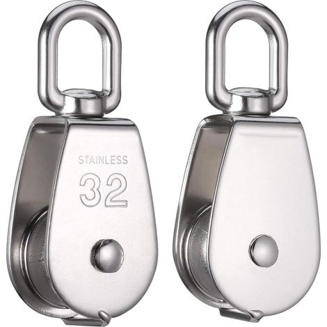 Lot De 2 Poulies De 32 Mm M32 En Acier Inoxydable 304 - Poulie Simple Avec Charge Maximale De 250 Kg - Pour L'intérieur Et L'extérieur (1/5)