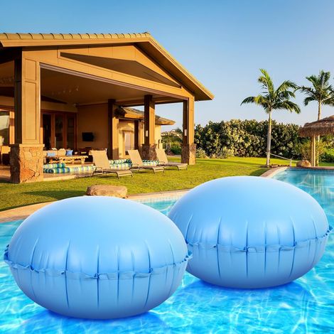 Lot de 2 oreillers gonflables 4x4 ft pour piscines hors sol. Accessoire d'hivernage anti-glace protégeant vos bâches extérieures. (1/5)