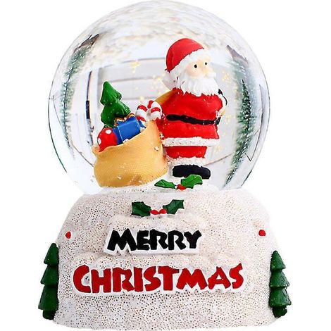 boule de Noël lumineuse en cristal, décoration de table Père Noël (rouge)-7.5x7.5x10.5cm-Red (1/2)