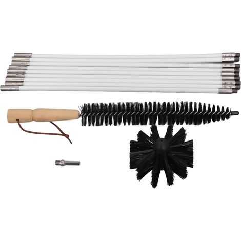 Kit de ramonage multifonctionnel avec 9 tiges flexibles en nylon et brosse pour le nettoyage de cheminée. (1/5)