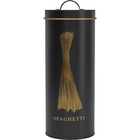 Boîte de rangement en métal noir et doré pour spaghettis - LUXOR