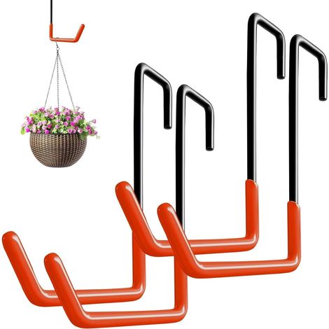 Support Vélo, 4 Pièces Crochet Vélo Garage, Crochet Rangement Garage en Forme de S avec Revêtement par Trempage, pour Suspendre Vélos, Pots de Fleurs, Outils de Jardinage et Échelles (1/5)