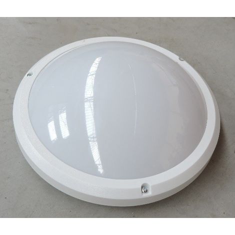 Hublot extérieur à détection HF blanc Ø 265mm pour lampe E27 230V (non incl) antivandale IK10 IP54 SATURN PROTEC SATURNDETECT (1/4)