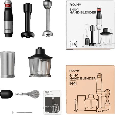 Mixeur plongeant, polyvalence 6-en-1, moteur puissant, noir, 220V (1/2)
