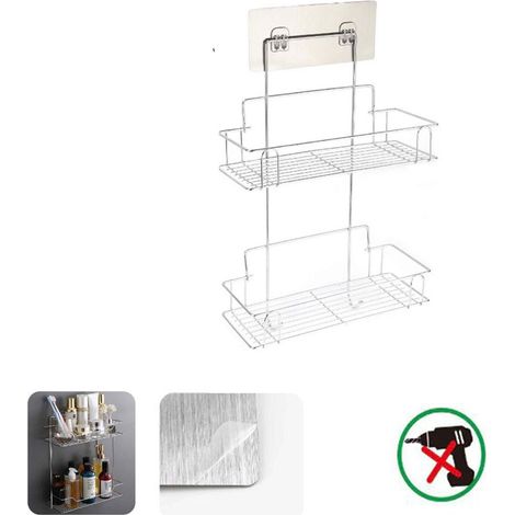 ÉTAGÈRE MURALE DOUBLE ADHÉSIVE ORGANISATEUR ÉTAGÈRE DE RANGEMENT DE CUISINE 03491 (1/2)