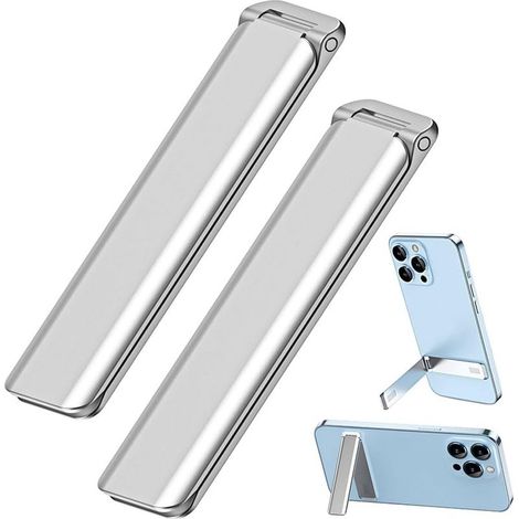 Aluminium-Handyhalterung, 2er-Pack, verstellbarer vertikaler und horizontaler Tischständer, kompatibel mit Mobiltelefonen, Desktop-PCs, Smartphones, iPads, Tablets und mehr – Silber (1/5)