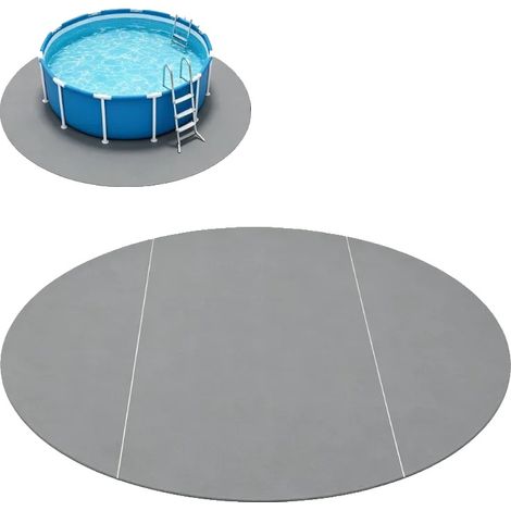 Tissu de sol de piscine, diamètre 366 cm, couleur gris clair, matériau géotextile en polyester, épaisseur 1 mm, poids 1,6 kg (1/5)