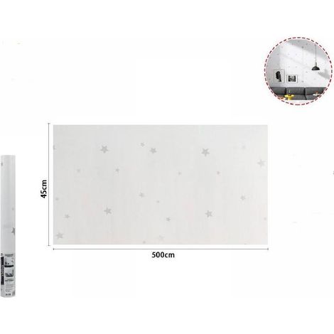 TrAdE Shop Traesio - Rotolo Pellicola Adesiva Bianca Con Stelle 45cmx5mt Mobili Carta Da Parati 71130 -