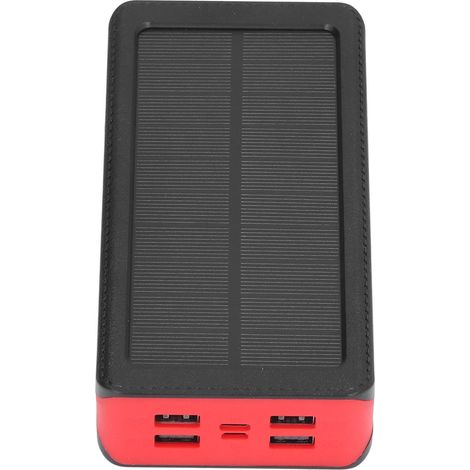 Batterie externe solaire LED 30 000 mAh, chargeur solaire haute capacité avec 4 ports USB pour charge rapide et 3 modes d'éclairage pour l'escalade (rouge). (1/5)