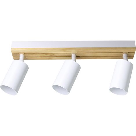 Waikato 3xGU10 Steckdosenleiste, weiß/Holz, verstellbar, 16,5 x 38 x 5,5 cm