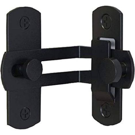 (Noir) Verrou de porte rabattable à 90 degrés Boulon Porte de grange Serrure à angle droit Boucle de porte incurvée