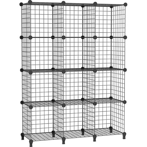 Étagère Cube Étagère Modulable Meuble 12 Étagères Métalliques de Rangement pour Bureau, Salon et Chambre, Noir (1/5)