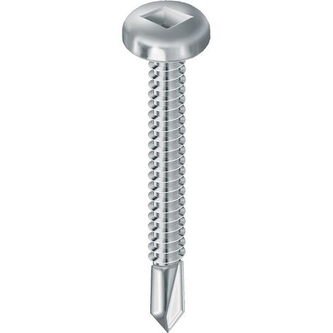 Vis autoperceuses tête cylindrique empreinte carré acier zingué blanc entièrement filetées, 4,8 x 25 en boîte de 250 pièces - VISWOOD