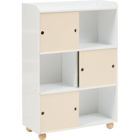 Meuble de rangement 3 portes 2 niveaux "Bouli" beige Atmosphera for Kids