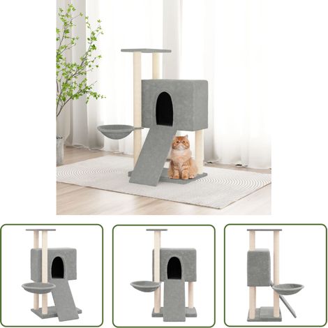 The Living Store Arbre à chat avec griffoirs en sisal Gris clair 96 cm - Arbre À Chat - Meuble Pour Chat - Tour À Chat - Griffoir - Chat (1/5)