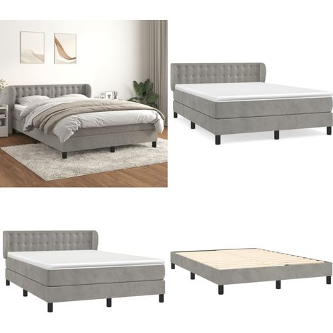 Boxspringbett mit Matratze Hellgrau 140x190 cm Samt - Samtbett - Boxspringbett - Doppelbett - Schlafzimmermöbel - Luxusbett - Home & Living (1/5)