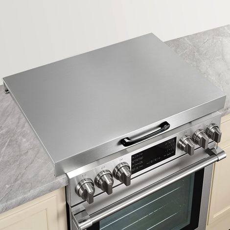 Couvercle de Cuisiniere en Acier Inoxydable 76x56x7cm Couvercle Cuisinière À Gaz Protege (1/5)