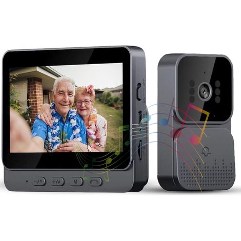 Sonnette vidéo sans fil – 1080P, écran 4.3", audio bidir., vision nocturne – Sans WiFi (1/5)