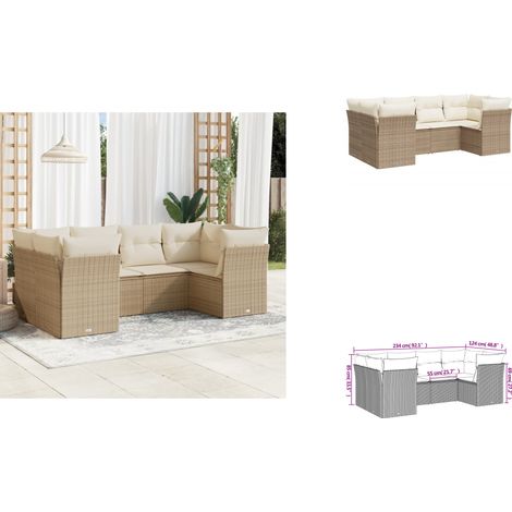 Salon de jardin avec coussins 6 pcs beige résine tressée - Salon De Jardin - Canapé Extérieur - Meuble De Jardin - Ensemble Salon De Jardin - Mobilier De Jardin (1/3)