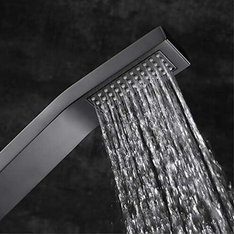 Duschkopf aus Messing, Handbrause mit flexiblem Schlauch, einzigartige Anti-Kalk-Funktion, Duschkopf mit Silikon-Wasserauslass, Schwarz (1/3)