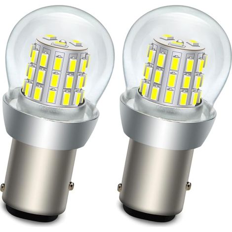 P21/5W 1157 BAY15D Ampoule LED 6V 12V DC Blanc Pour Feu de Recul Feu Arrière Anti-Brouillard Diurne Feu Stop/Rouge Arrière 3014 39SMD 1000Lm 2Pcs (1/5)