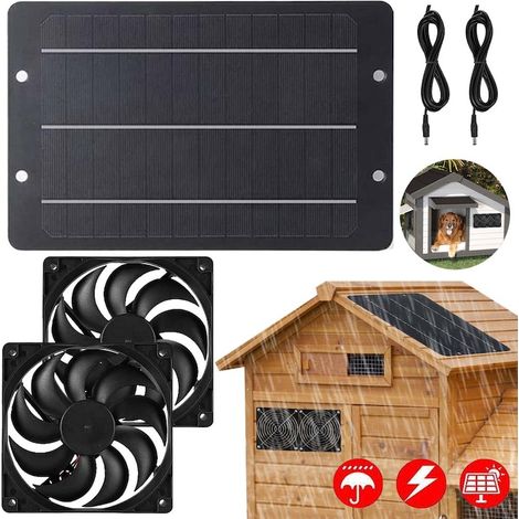 Ventilateur Solaire, Chauffage Solaire pour Poulailler, Chauffage à Effet de Serre 20 W, Ventilateur d'extraction à énergie Solaire pour Poulaillers Extérieurs, Serres, Hangars (1/4)