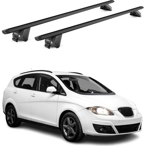 OMAC Barres de toit aluminium certifiées TÜV pour Seat Altea Freetrack XL 2007-2015 – Pour rails de toit intégrés – Rainure en T – Charge max 100 kg – 2 antivols Noir (1/4)