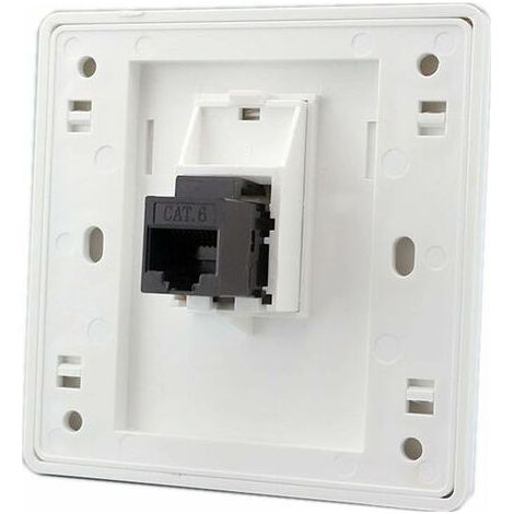 Prise Murale Réseau CAT6 Gigabit Femelle à Femelle - Double Passage RJ45 LAN - Prise de Courant Internet Droite (86x86mm, 1 pcs) (1/5)
