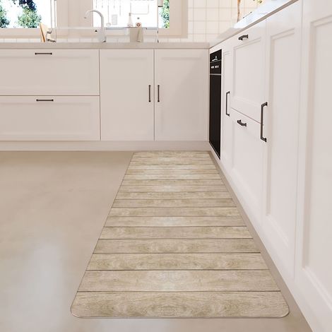 Thickened anti-fatigue floor mat, waterproof, oil-proof, and non-slip PVC kitchen mat, indoor mat - wood grain - 44070010MM