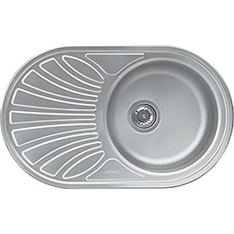 Lavello inox LMEL77S 1 vasca con gocciolatoio sinistro 78x48 cm