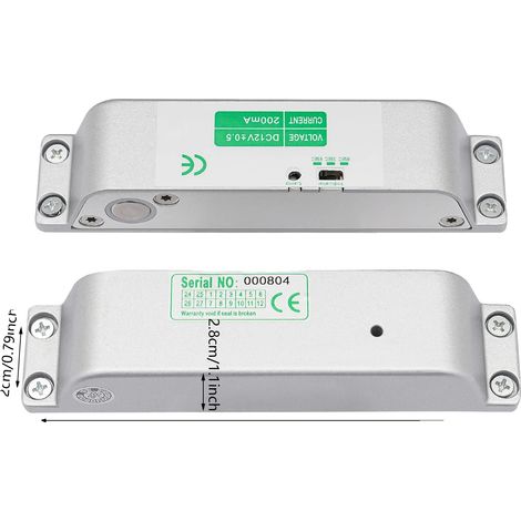 Verrou de sécurité à loquet électrique, induction magnétique, temporisation réglable, Argent (1/2)