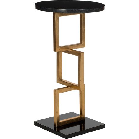 Table d'Appoint Métal Or/Dessus en Marbre Noir 31 x 31 x 58,92 cm (1/4)
