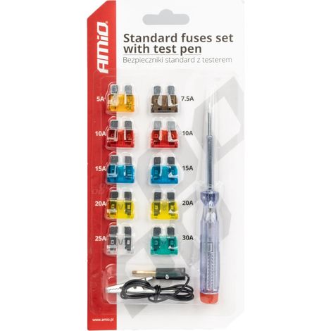 Set di 10 fusibili standard + tester di tensione amio-03523 (1/2)