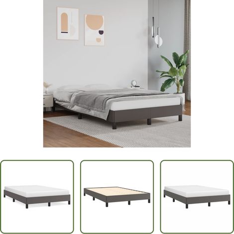 Kunstlederbett - Bettgestell ohne Matratze Grau 120x190 cm Kunstleder (1/5)