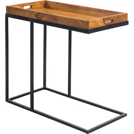 Beistelltisch Massivholz mit Metallgestell B/H/T ca. 69/65/34cm (1/5)