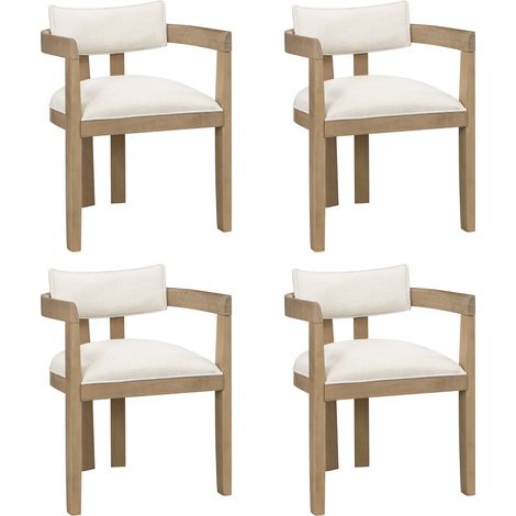 Set di 4 sedie da pranzo 51x49x78,5 cm, sedie da cucina con braccioli, comode, spessore 9,5 cm, ideali per ufficio, sala da pranzo, soggiorno, cucina, camera da letto, colore beige lino