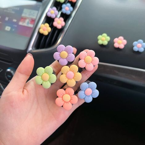 Lot de 6 clips de fleurs pour bouche d'aération auto, déco parfumée fleurie, aromathérapie voiture, rafraîchisseur d'air élégant. (1/5)