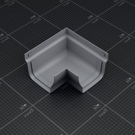 Angle ext. 90° face plane / Angle int. 90° face galbée pour gouttière double profil - Gris