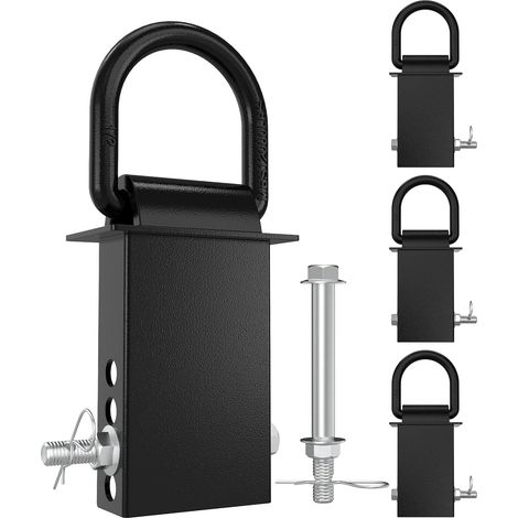 4PCS-16200lbs Trailer Stake Pocket D Ring, Heavy Duty Removable Stake Pocket Tie Down for Flatbed Trucks and Trailers, Utility Vehicle Trailer Accessories (1/5)