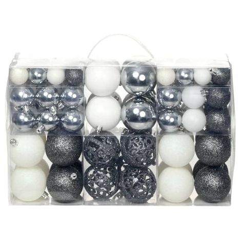 Un lot de 100 décorations de Noël, mesurant 3/4/6 cm, en blanc/gris. (1/5)