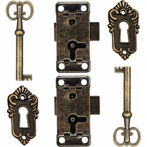 Lot de 2 verrous de porte d'armoire, style antique, pour meubles décoratifs. (1/5)