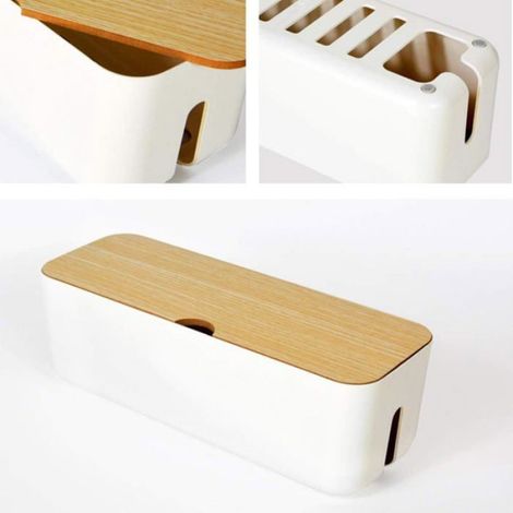 Boîte De Rangement Câbles - ABS Et Bois - 29,5 X 11 X 11,4 Cm - Blanc - Pour Bureau Et Salon - 1 Pièce (1/3)
